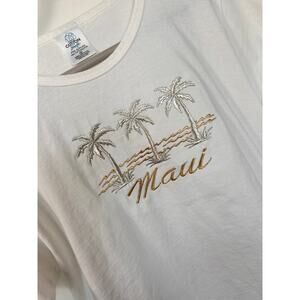 Vintage Cotton Women's‎ Cotton Maui Graphic T-Shirt Top Beach White Size Medium